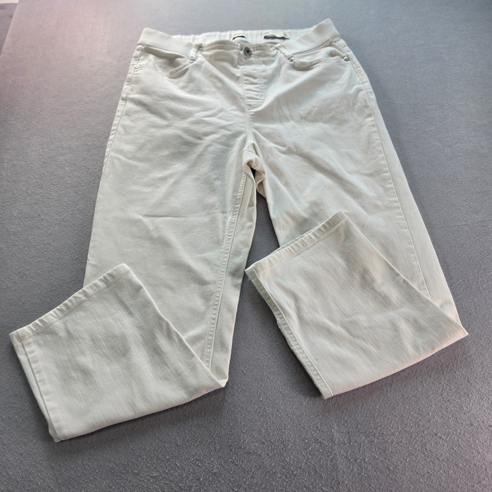 J. Jill Denim Women 10R White High Rise Cropped Straight Leg Jeans Elastic Waist